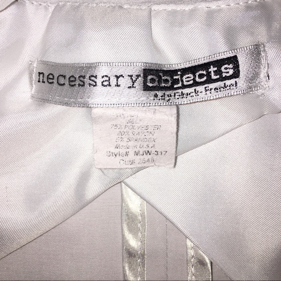 White Blazer Ruffle Trim Business Professional Work Necessary Objects Medium - Picture 10 of 13